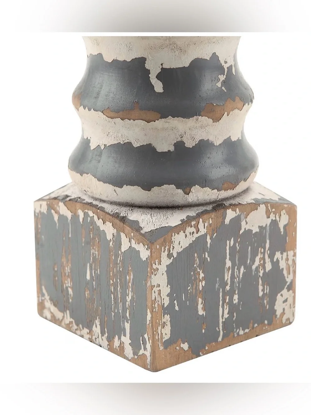 NIKKY HOME Farmhouse Rustic Solid Wood Pillar Candle Holders Set of 2, Grey